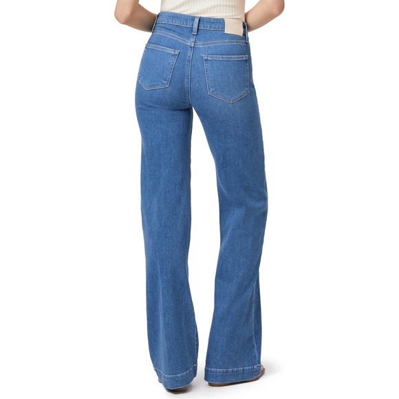 Paige Leenah Slim Wide Leg Jeans Glowing Waves Button Fly 30 NEW High Rise - Picture 2 of 11